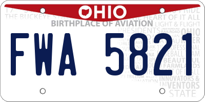 OH license plate FWA5821
