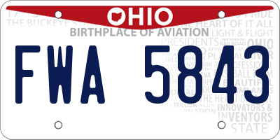 OH license plate FWA5843