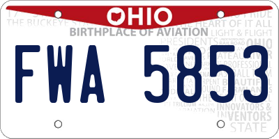 OH license plate FWA5853