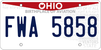 OH license plate FWA5858