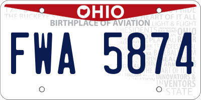 OH license plate FWA5874