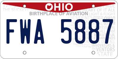 OH license plate FWA5887