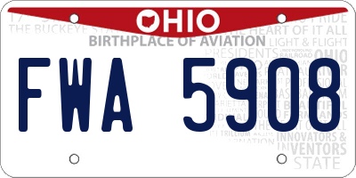 OH license plate FWA5908