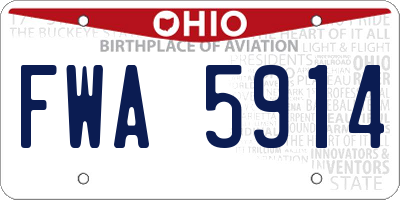 OH license plate FWA5914
