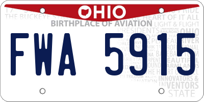OH license plate FWA5915