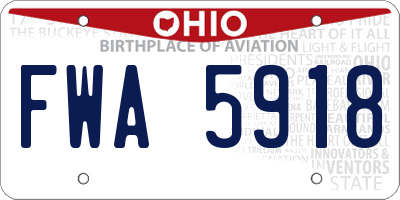 OH license plate FWA5918
