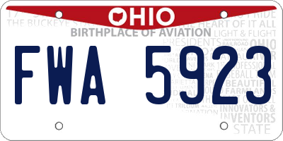 OH license plate FWA5923