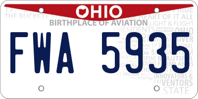 OH license plate FWA5935