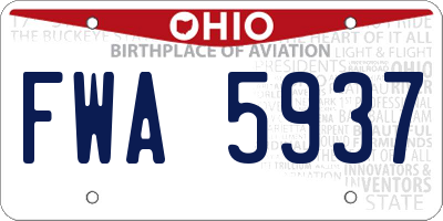 OH license plate FWA5937