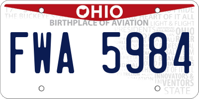 OH license plate FWA5984