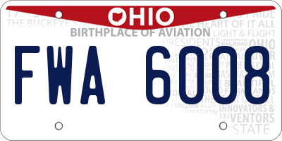 OH license plate FWA6008
