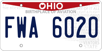 OH license plate FWA6020