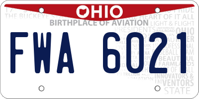 OH license plate FWA6021