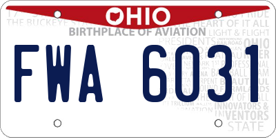 OH license plate FWA6031
