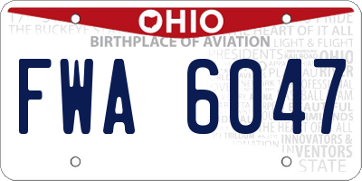 OH license plate FWA6047