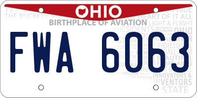 OH license plate FWA6063