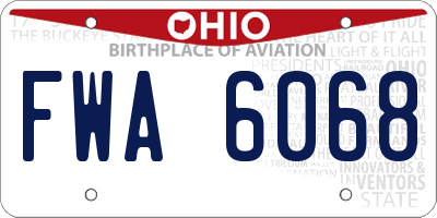 OH license plate FWA6068