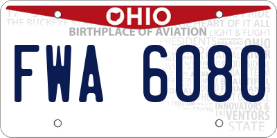 OH license plate FWA6080