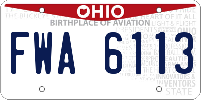 OH license plate FWA6113