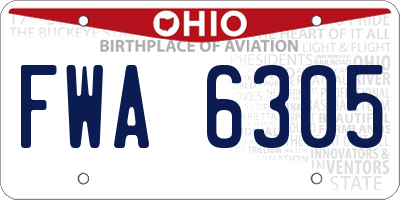 OH license plate FWA6305