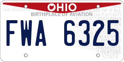 OH license plate FWA6325