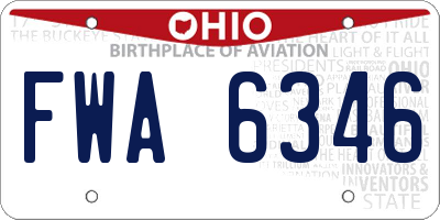 OH license plate FWA6346