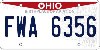 OH license plate FWA6356