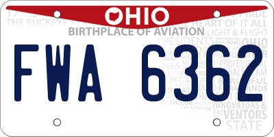 OH license plate FWA6362