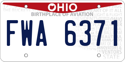 OH license plate FWA6371