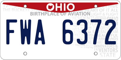 OH license plate FWA6372