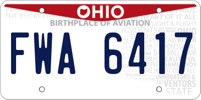 OH license plate FWA6417