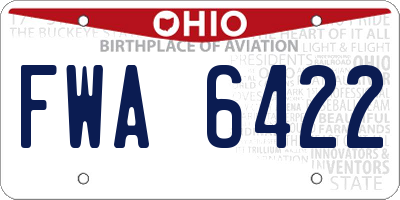 OH license plate FWA6422