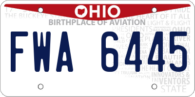 OH license plate FWA6445