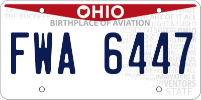 OH license plate FWA6447