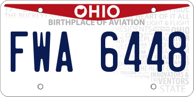 OH license plate FWA6448