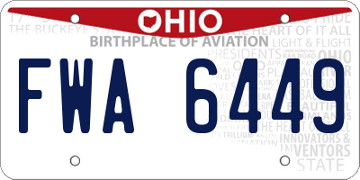 OH license plate FWA6449