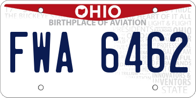 OH license plate FWA6462