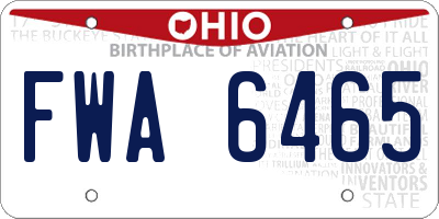 OH license plate FWA6465