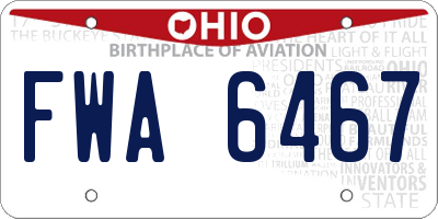 OH license plate FWA6467