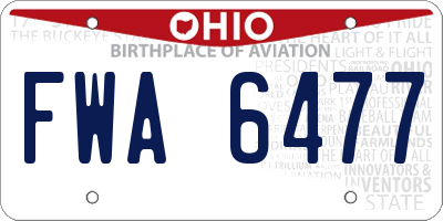 OH license plate FWA6477
