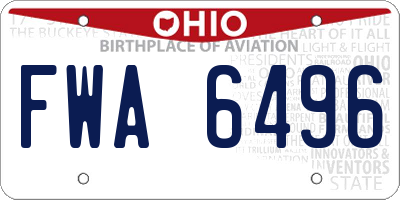 OH license plate FWA6496