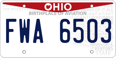 OH license plate FWA6503
