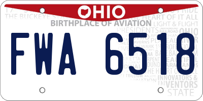 OH license plate FWA6518
