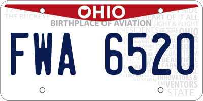 OH license plate FWA6520