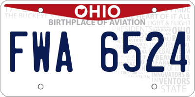 OH license plate FWA6524