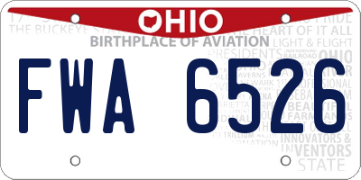 OH license plate FWA6526