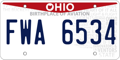 OH license plate FWA6534