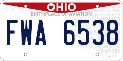 OH license plate FWA6538
