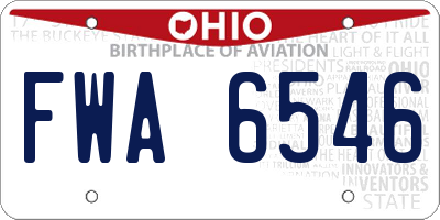 OH license plate FWA6546