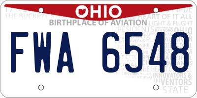 OH license plate FWA6548